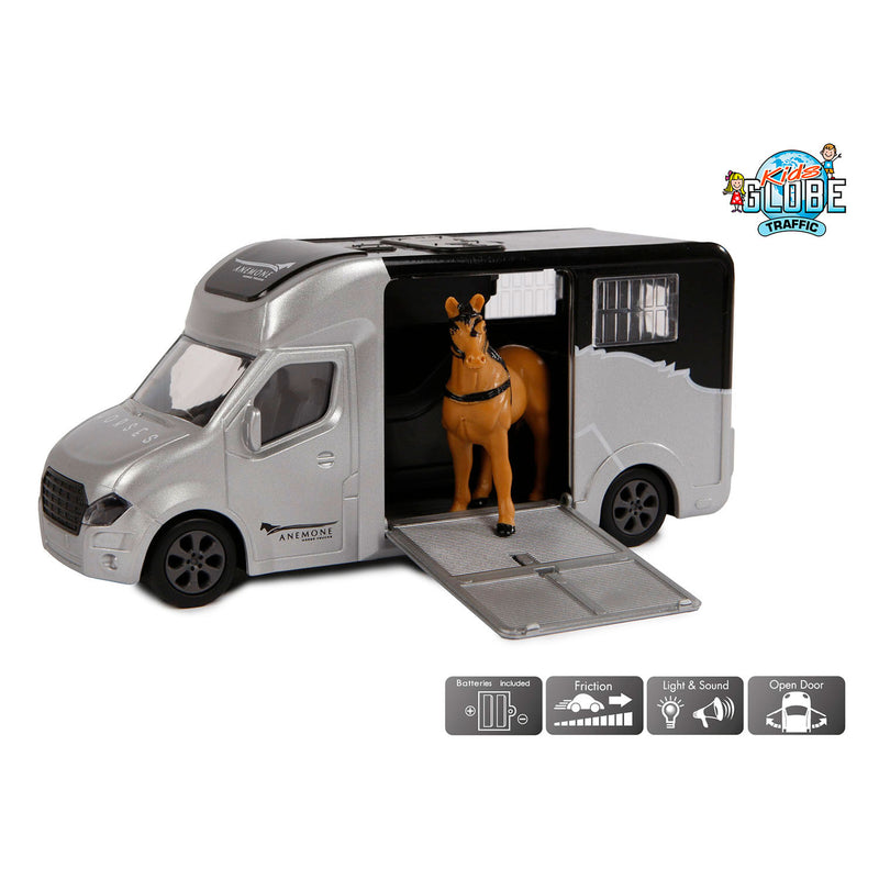 Auto Kids Globe Anemone paardentruck + licht/geluid - 20 cm - Speelgoedauto Kids Globe - ToyRunner