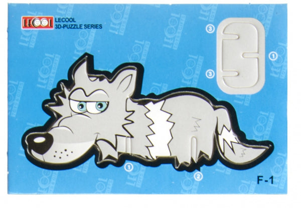 3D-puzzel wolf junior 10,5 cm karton grijs 7 stukjes - ToyRunner