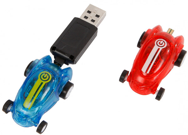 raceauto's 6 cm USB blauw/rood 3-delig - ToyRunner