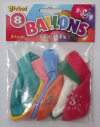 8 x Cijferballonnen Nr. 3 - ToyRunner