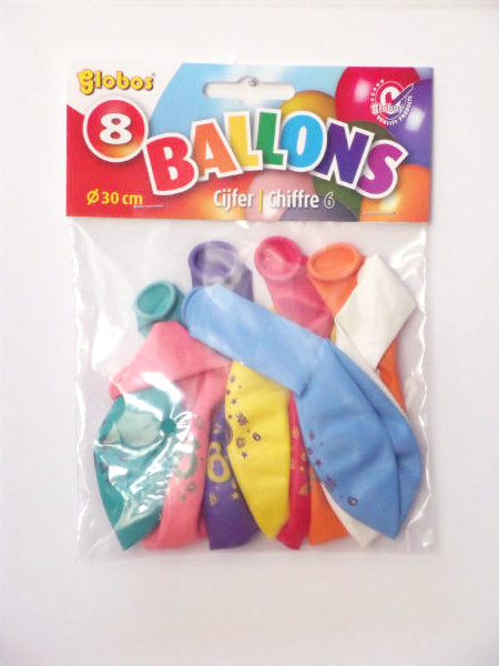 Ballonnen cijfer 7 no. 12 eenzijdig 5 zakjes met 8 stuks - ToyRunner
