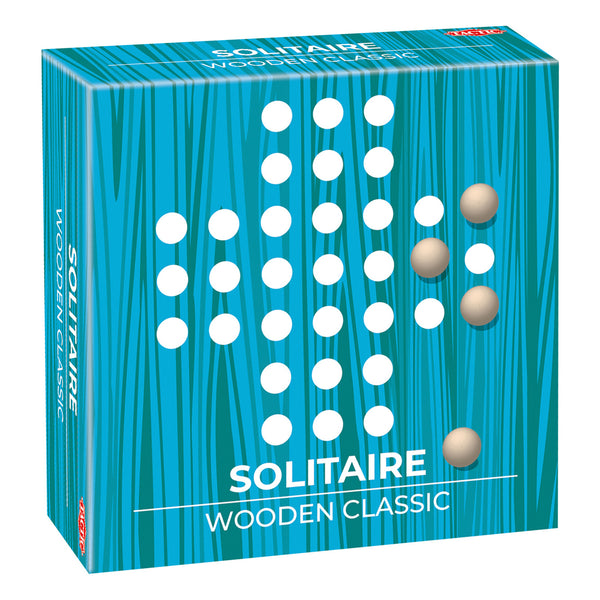Houten Solitaire Classic 16 cm hout wit/blauw - ToyRunner