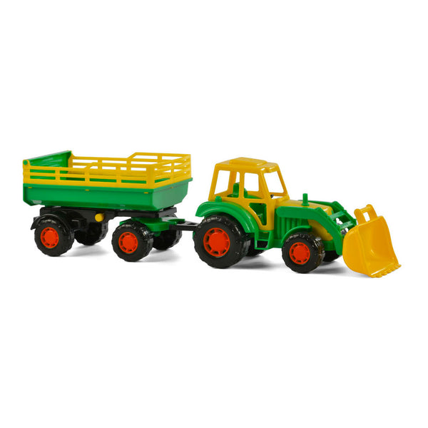 Polesie Tractor met Voorlader en Aanhanger Groen - ToyRunner