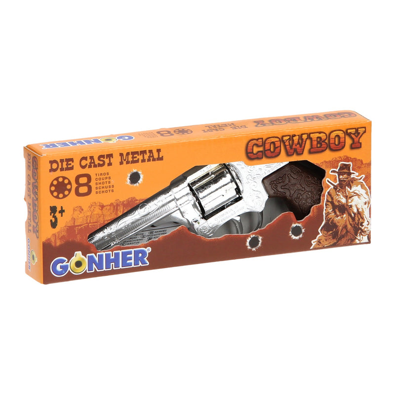 Speelgoed revolver cowboy 8 schots zilver - ToyRunner