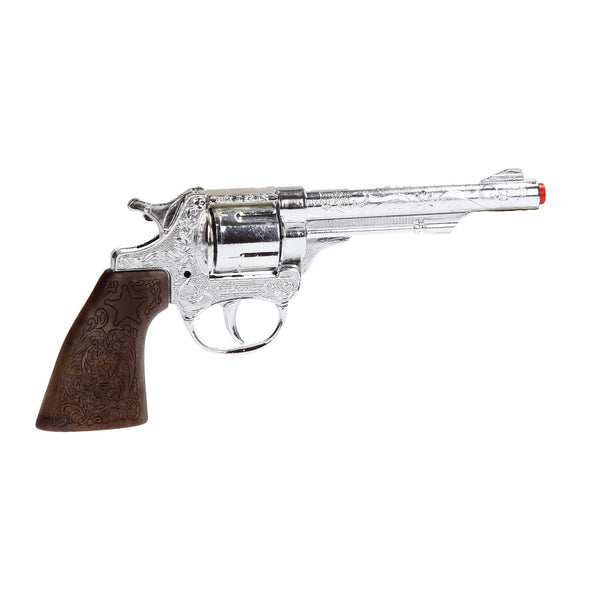 Speelgoed revolver cowboy 8 schots zilver - ToyRunner