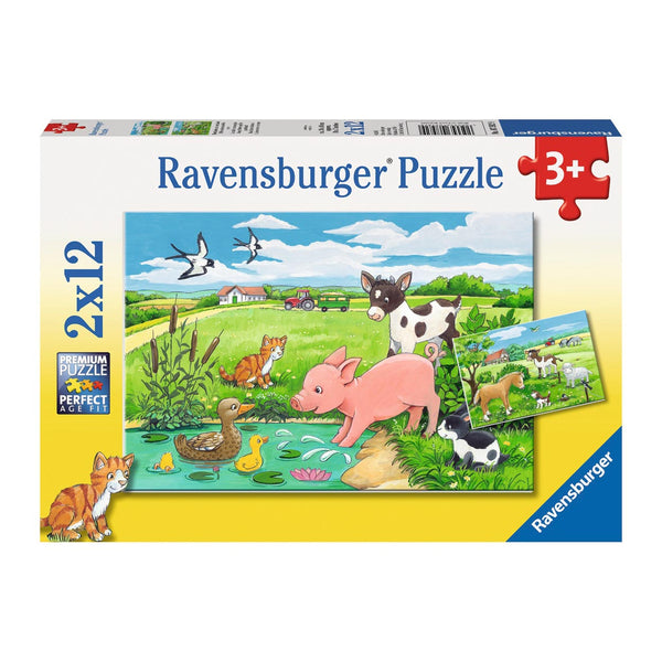 Puzzel Jonge dieren op het platteland - 2x12 stukjes - Legpuzzel Ravensburger - ToyRunner