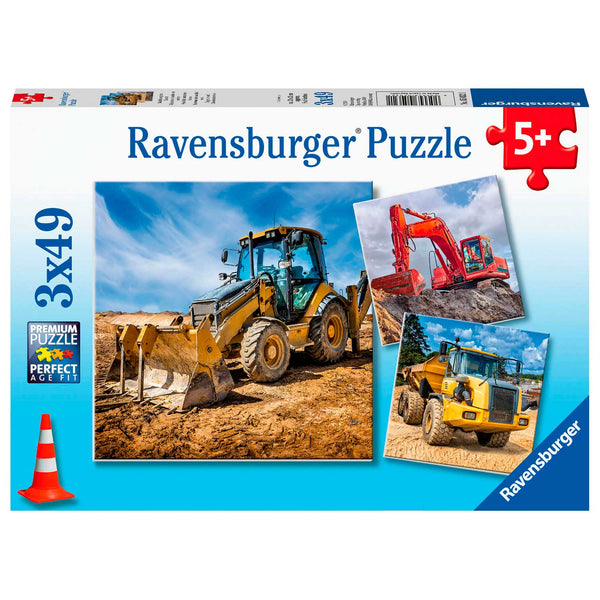 Puzzel Bouwmachines aan het werk - 3x49 stukjes - Legpuzzel Ravensburger - ToyRunner