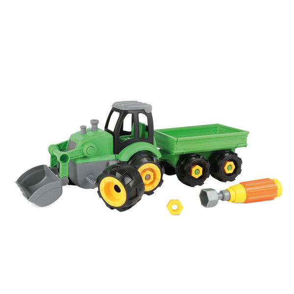 tractor met aanhanger diy groen 45 cm - ToyRunner