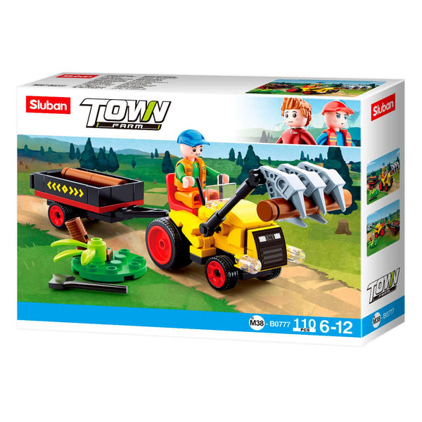 traktor Town met boomstammen junior 19 cm 110-delig - ToyRunner