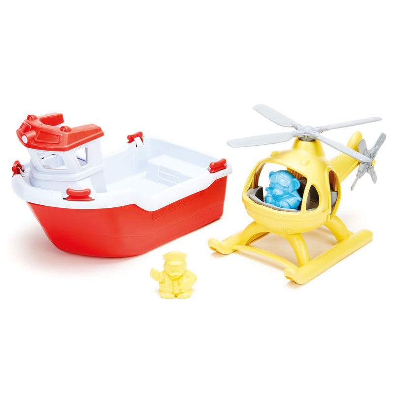 Green Toys Reddingsboot met Helikopter - ToyRunner