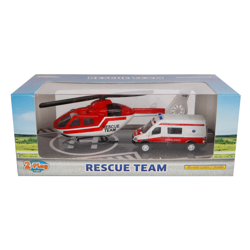 2-Play Rescue Team ambulance 8cm helikopter 16cm - ToyRunner