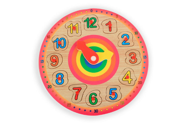 Houten puzzel klok met cijfers 78003 - ToyRunner