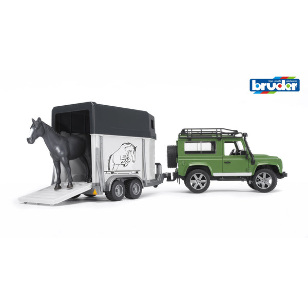 Land Rover Defender met paardentrailer Bruder (02592) - ToyRunner