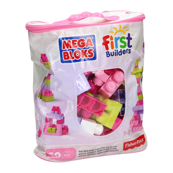 Grote Bouwtas Roze Mega Bloks FB - 60 stuks - Bouwstenen Megabloks - ToyRunner