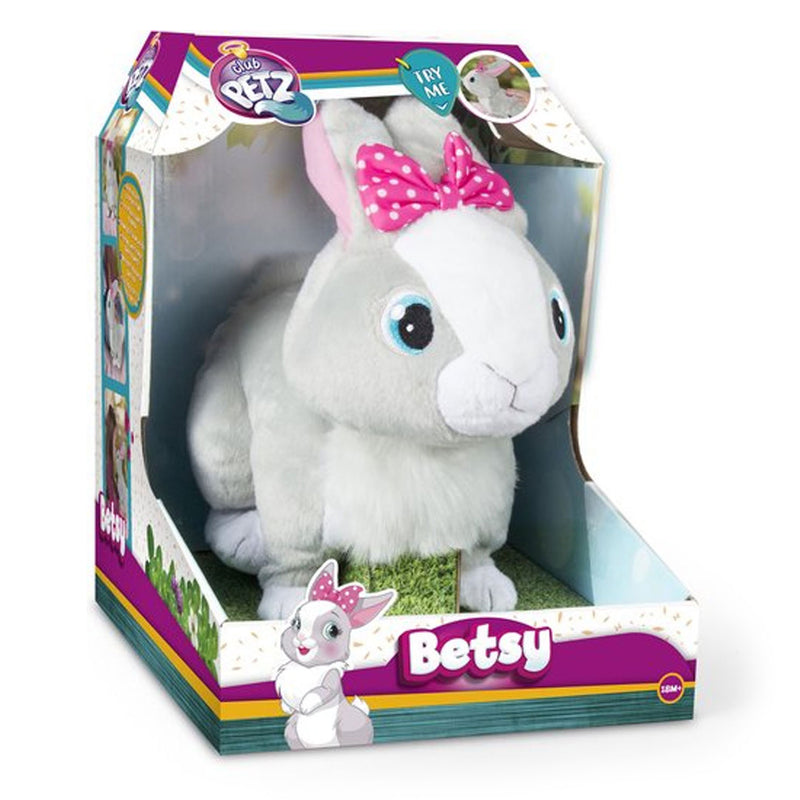 speelgoedkonijn Betsy meisjes 21 x 29 cm pluche grijs/wit - ToyRunner