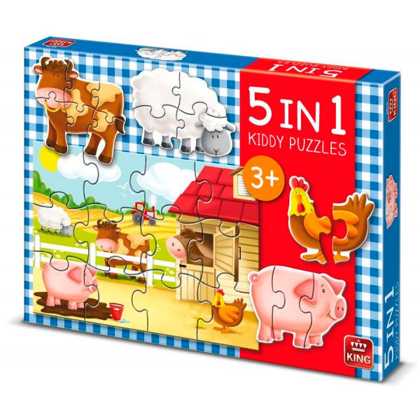 King 5 in 1 kiddy puzzel boerderij 5074 - ToyRunner