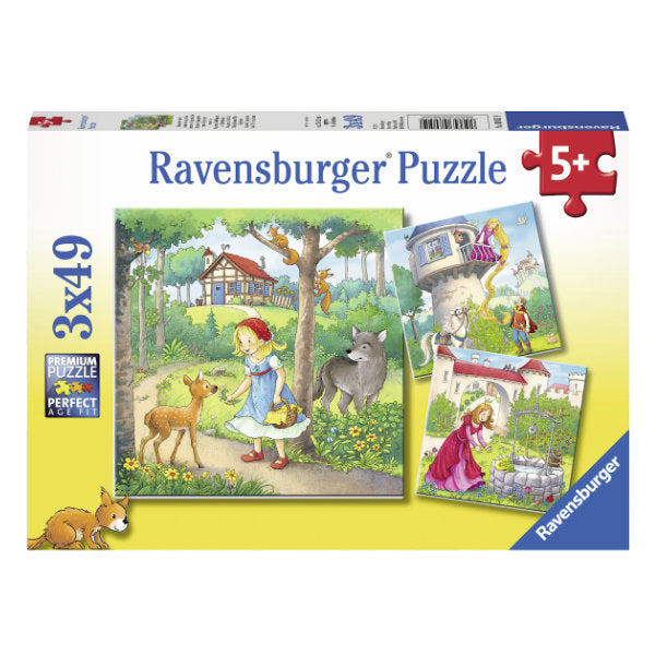Puzzel Kikkerprins Rapunzel en Roodkapje - 3x49 stukjes - Legpuzzel Ravensburger - ToyRunner