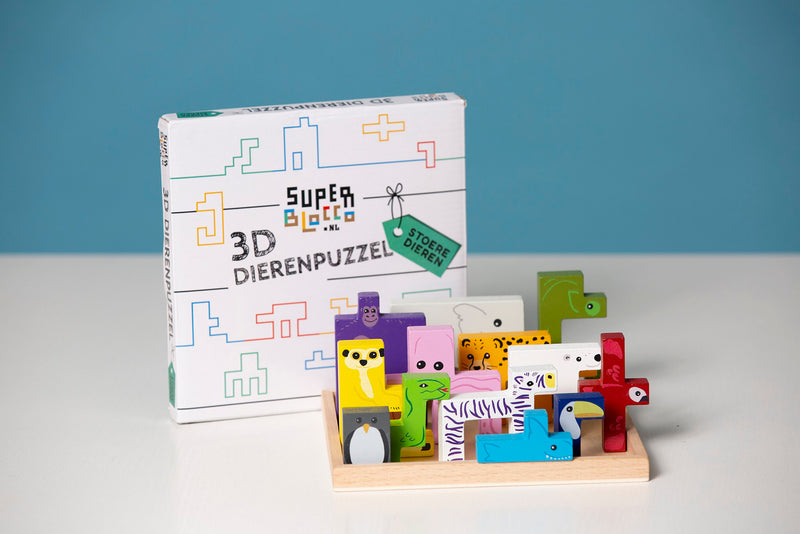 Stoere Dieren 3D Puzzel - Vormenpuzzel -Duurzaam & Educatief