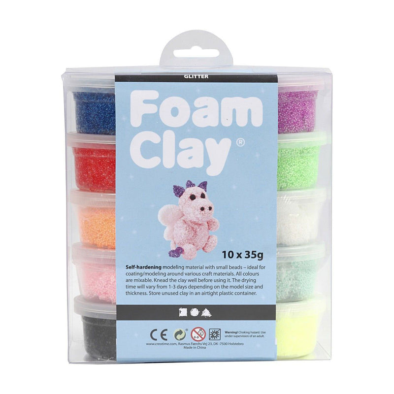Foam Klei - Glitter Kleuren, 10x35gr. - ToyRunner