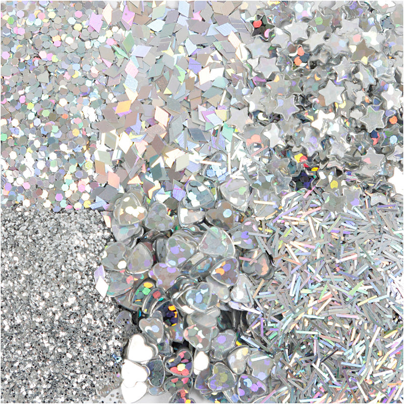 Glitter en Pailletten Zilver, 6x5gr - ToyRunner