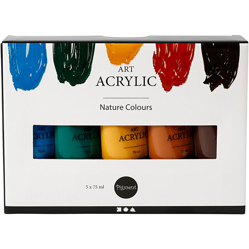 Pigment Art Acrylverf Natuurlijke Kleuren, 5x75ml - ToyRunner