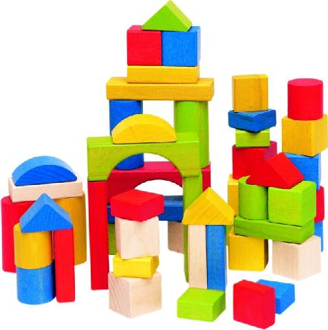 Woody 50 bouwblokken naturel+gekleurd - ToyRunner
