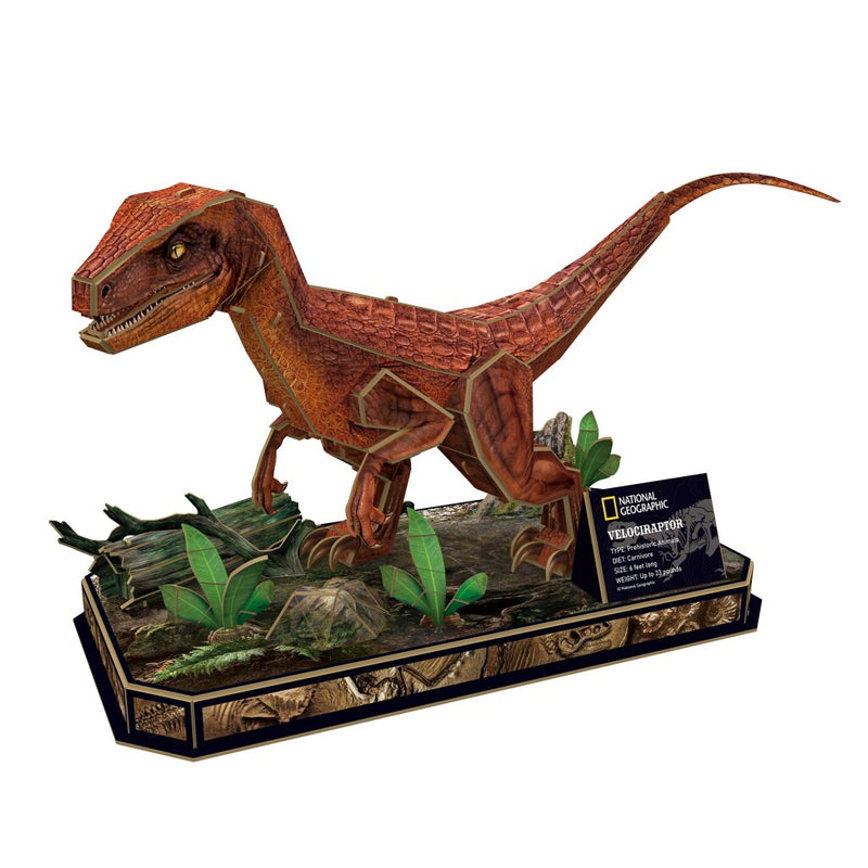 National Geographic Houten 3D Puzzel Velociraptor 63 Stukjes - ToyRunner