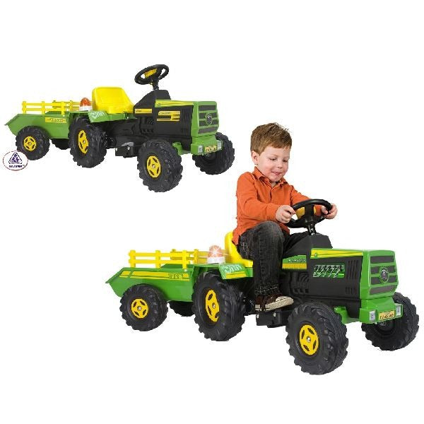 accuvoertuig tractor met aanhanger 6V 140 cm groen - ToyRunner