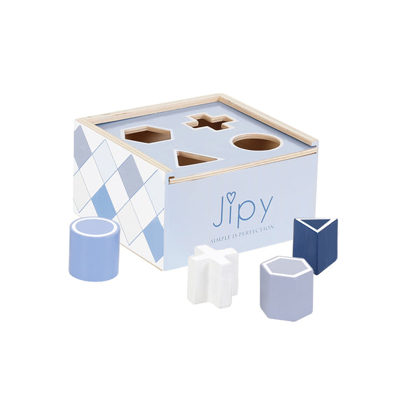 Jipy Houten Vormenstoof + 4 Blokken Blauw - ToyRunner