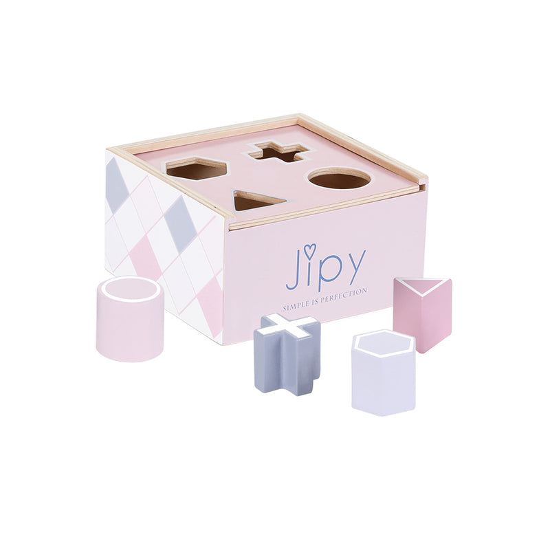 Jipy Houten Vormenstoof + 4 Blokken Roze - ToyRunner