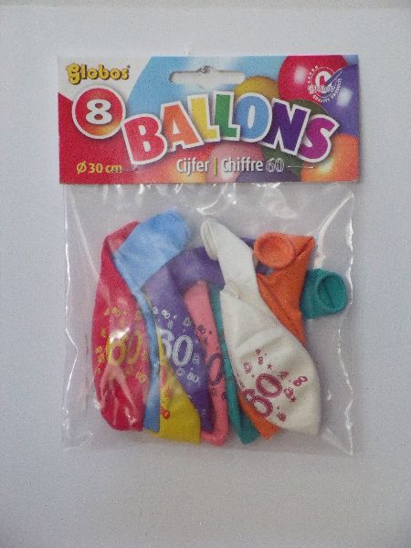 Ballonnen cijfer 60 no. 12 eenzijdig  8 stuks - ToyRunner
