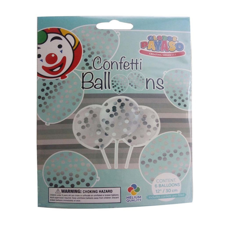 Globos Ballonnen met Confetti 6 Stuks Transparant /Zilver - ToyRunner