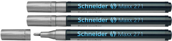Schneider S-127154-3 Lakmarker Maxx 271 1-2 Mm Zilver Set Van 3