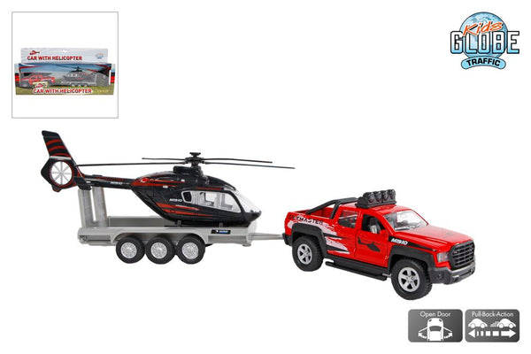 Kids Globe Die Cast terreinwagen met helikopter 35cm - ToyRunner