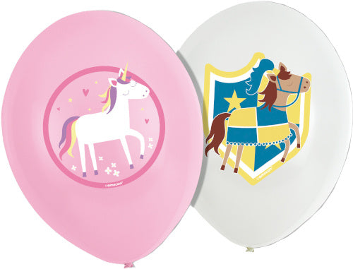ballonnen Princess & Knight 27,5 cm latex roze/wit 6 st - ToyRunner