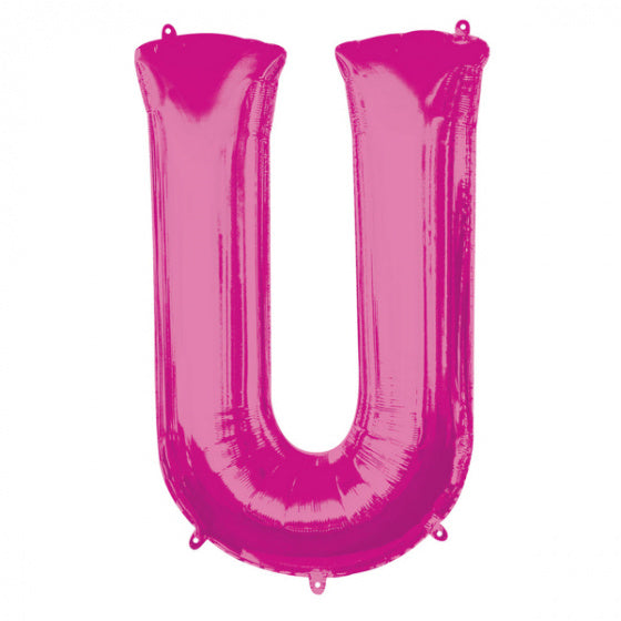 folieballon letter U 58 x 83 cm roze - ToyRunner