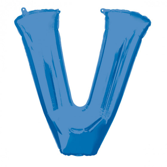 folieballon letter V 81 x 81 cm blauw - ToyRunner