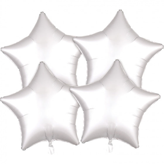 folieballonpakket Satin Luxe ster 43 cm wit 4 stuks