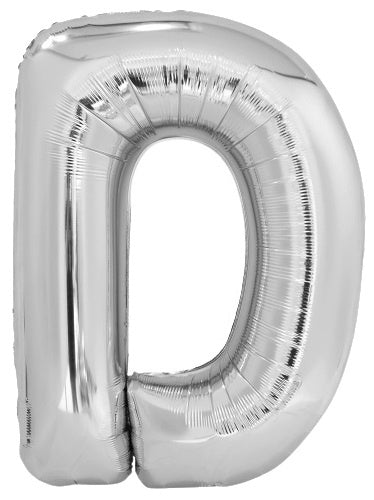 letterballon D folie 99 cm zilver - ToyRunner