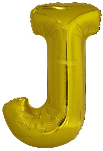 letterballon J folie 86 cm goud - ToyRunner