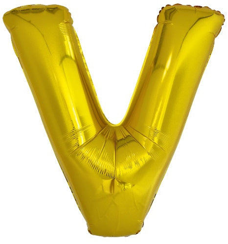 letterballon V folie 86 cm goud - ToyRunner