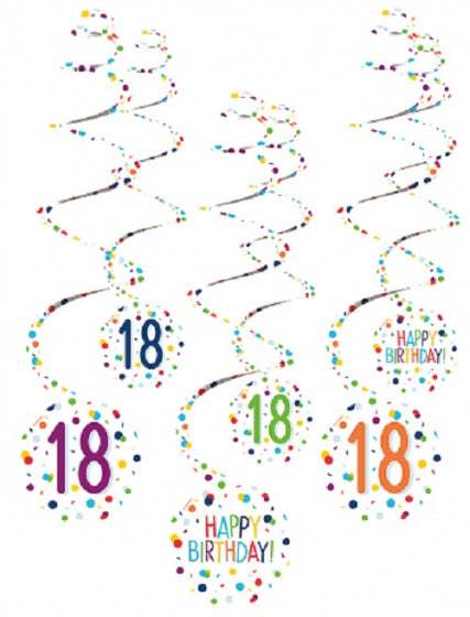 spiraalslingers 18 Confetti Birthday 61 cm papier 6 stuks - ToyRunner