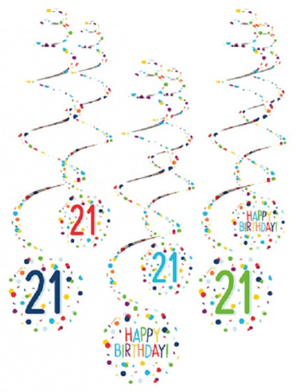 spiraalslingers 21 Confetti Birthday 61 cm papier 6 stuks - ToyRunner