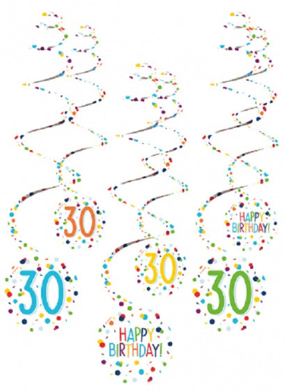 spiraalslingers 30 Confetti Birthday 61 cm papier 6 stuks - ToyRunner
