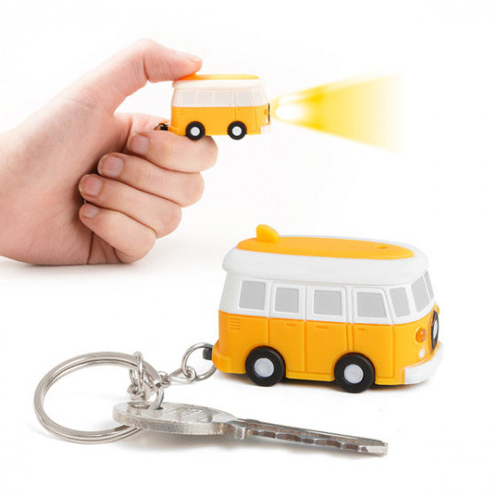 sleutelhanger busje met licht & geluid geel - ToyRunner