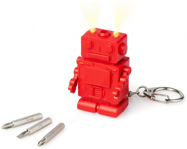 sleutelhanger Robot 3,7 cm RVS rood 4-delig - ToyRunner