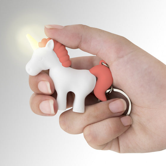sleutelhanger Unicorn met licht 7 x 5,5 cm ABS roze - ToyRunner