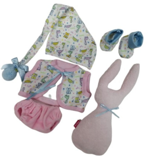 babypopkleding Andrea meisjes textiel blauw/roze - ToyRunner