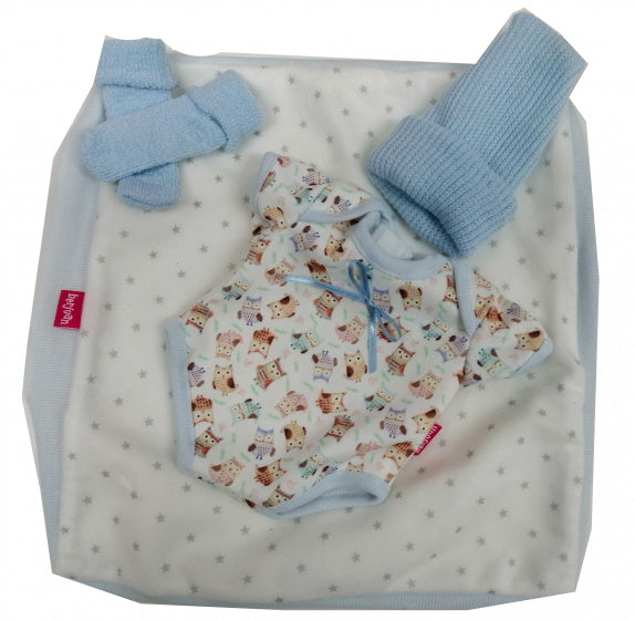 babypopkleding Andrea meisjes textiel/wol blauw/wit - ToyRunner