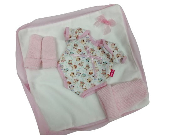 babypopkleding Andrea meisjes textiel/wol roze/wit - ToyRunner